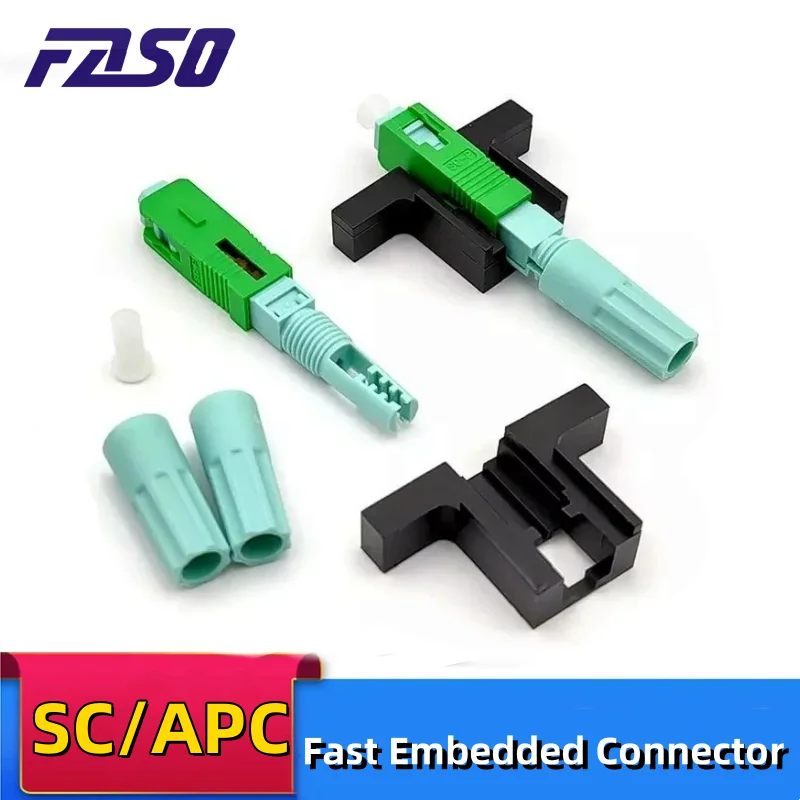 

FASO SC/APC Optical Fiber Conector FTTH Fibra Optic Quick Connector SM SC Fast Embedded Conector Apc Conector Fibra 50Pcs