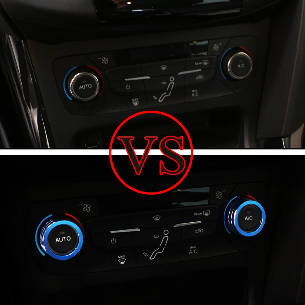 2Pcs Aluminum Alloy Car Air Conditioning Knob AC Knobs Cover Circle Trim for Ford Focus 3 MK3 2015 - 2018 Interior Accessories