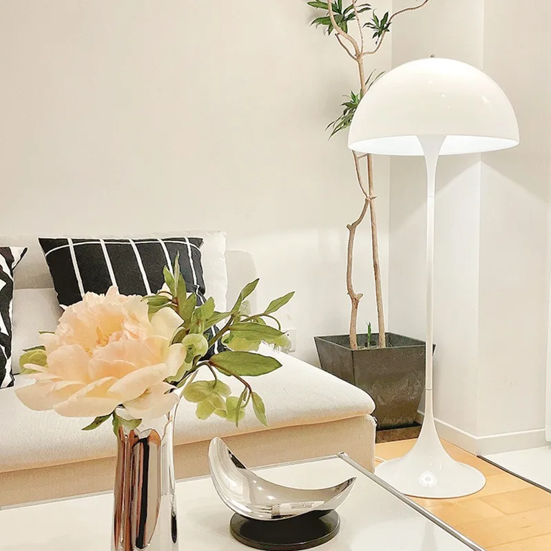 LED Mushroom Floor Lamp with Three Color Dimming Foot Switch for Living Room Study Room Household Bedroom Bedside Floor Lamp