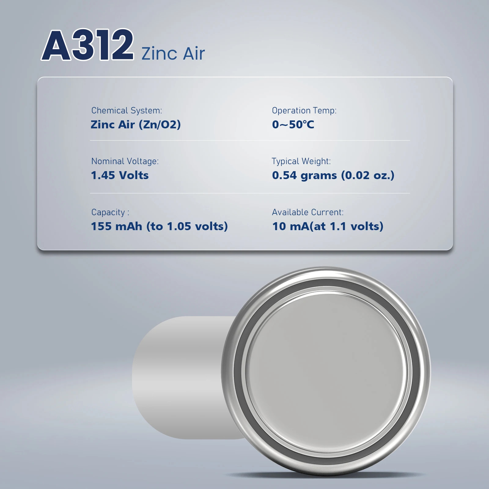 Batteries Size 312, PR41, P312, ZA312 1.45V Zinc Air Hearing Aid Batteries Brown Tab