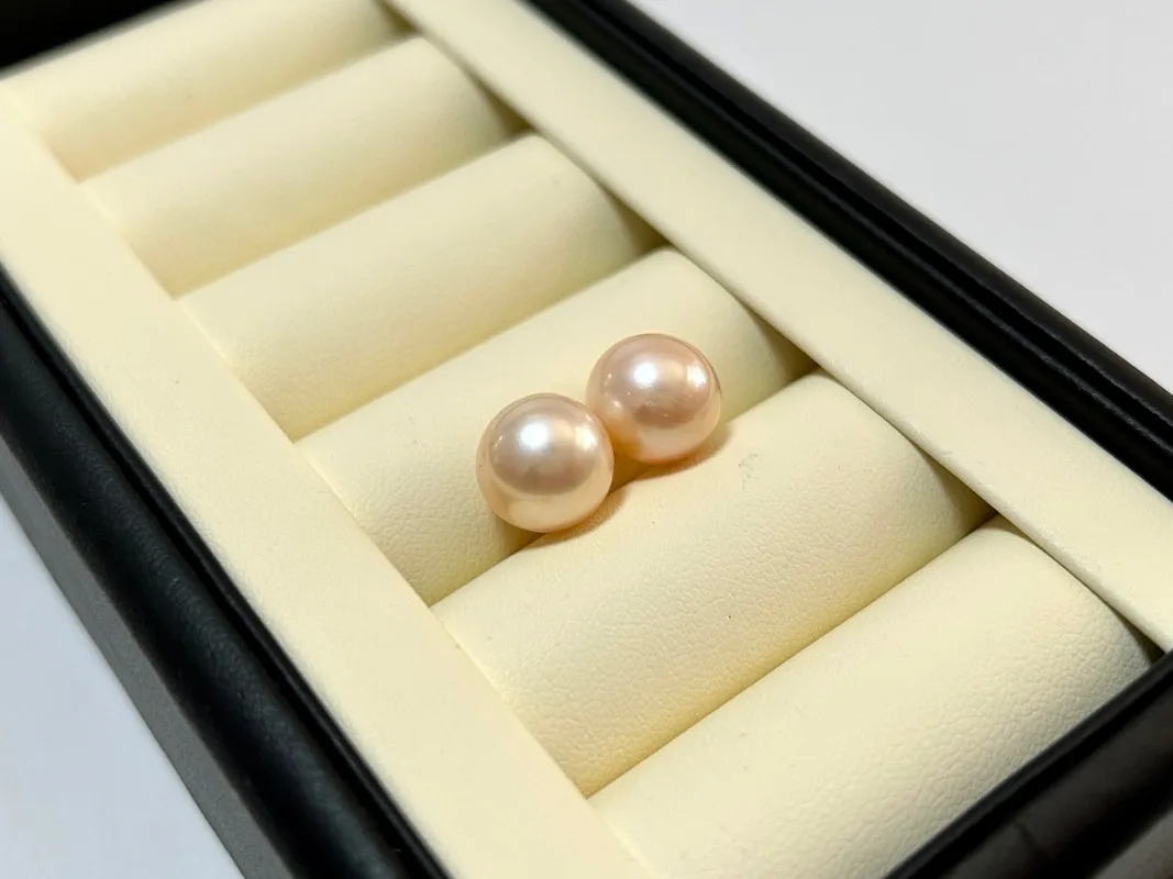 Natural Loose Pearl for Women 10-11mm Real Round White Pink Pearl Wedding Party Making Stud Earrings Jewelry No Hole