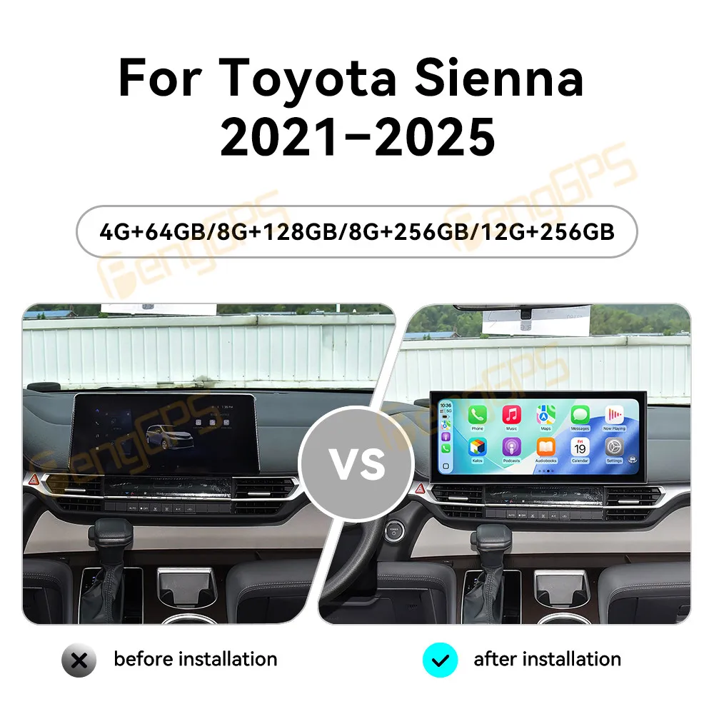 Car Accessories Radio For Toyota Sienna 2021–2025 Android Auto GPS Navigation Multimedia Stereo Receiver Head Unit Offline Maps