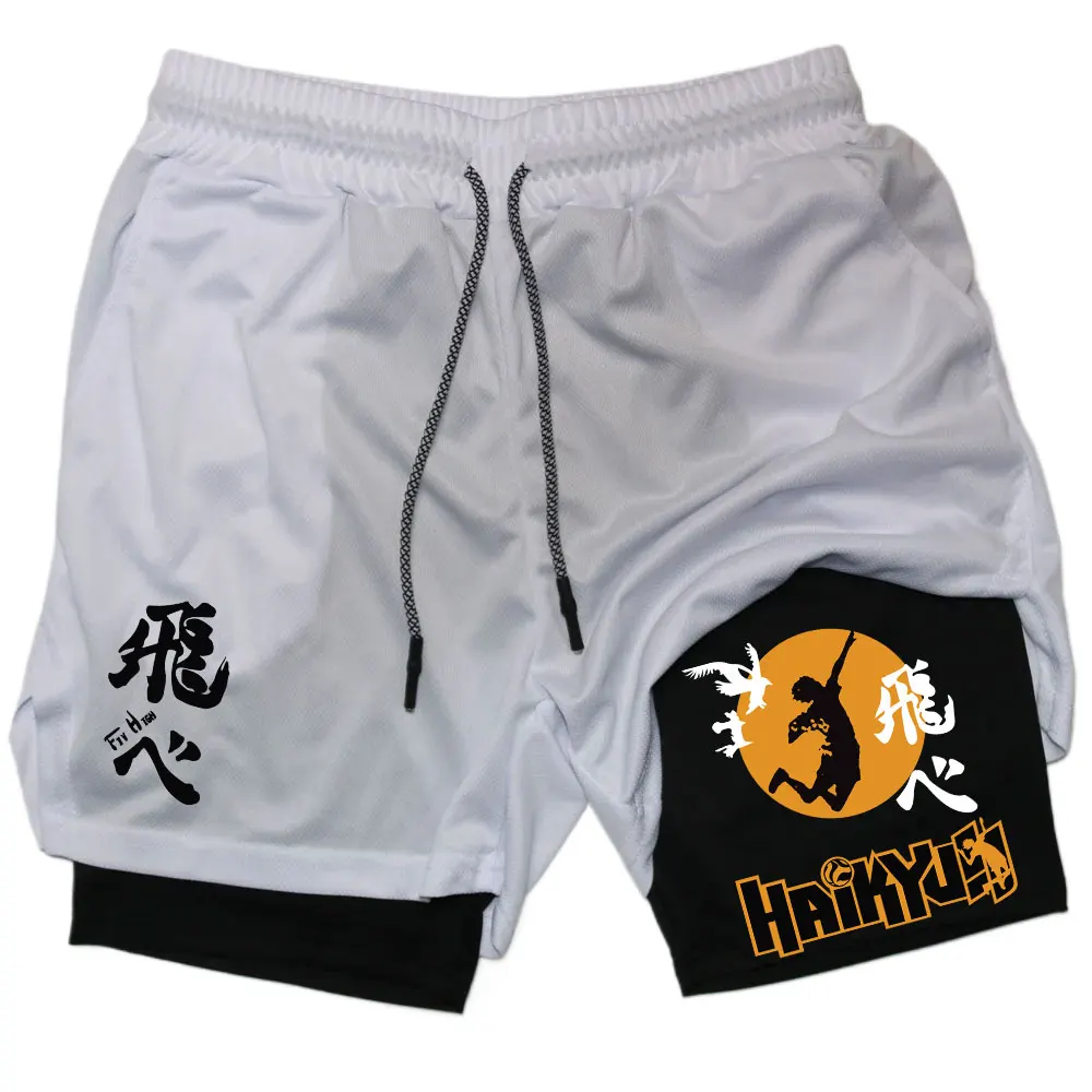 Anime Haikyuu Shorts Quick-drying Fitness Performance Shorts For Men Sport Workout Training Bodybuilding Volleyball GYM Shorts