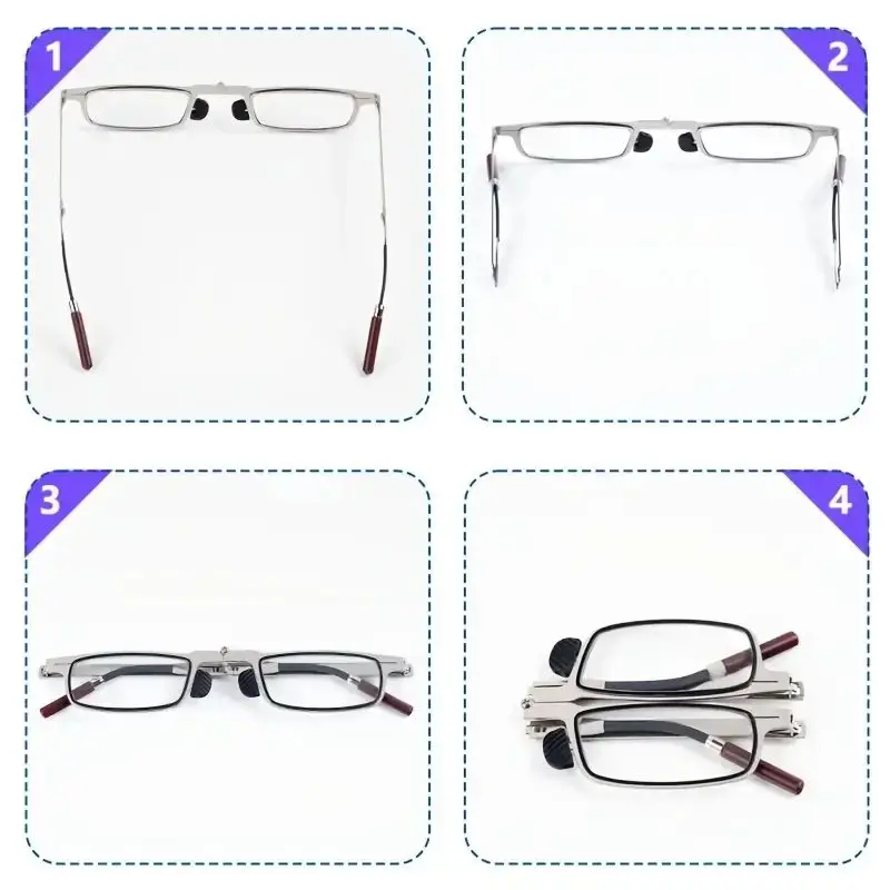 2026 Anti-Blaulicht Faltbare Lesebrille für Herren Augenschutz Handyhalter Optische Brille Ultraleichte Metallbrille – Detail 3