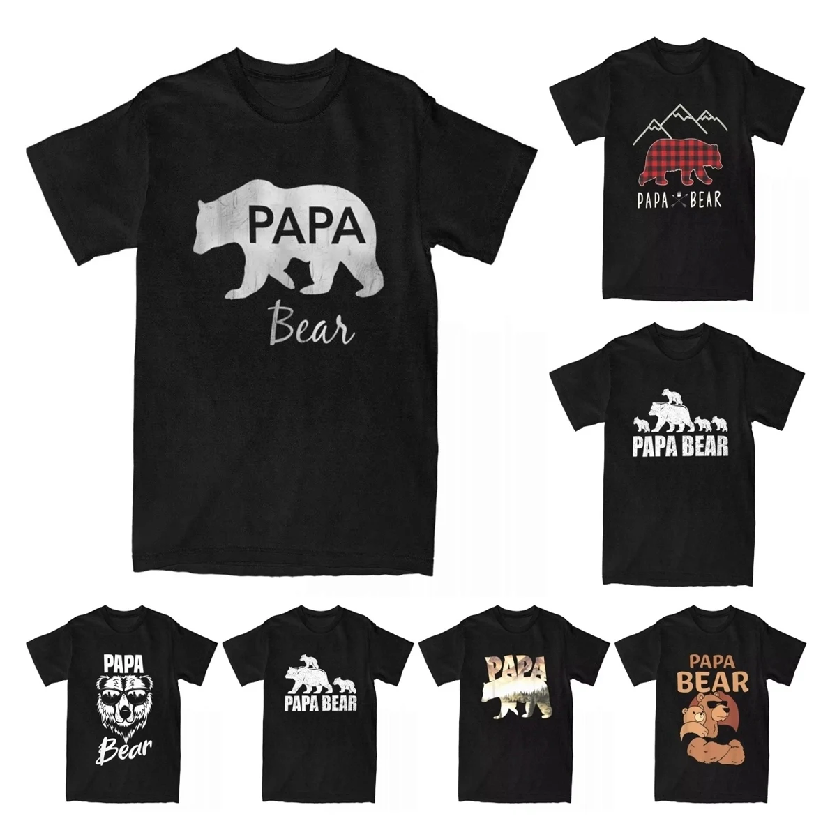 Papa Bear Great Gift For Dad Father Grandpa T-Shirts for Men Funny Cotton Tees Novelty Humor Family T Shirts Original Clothes