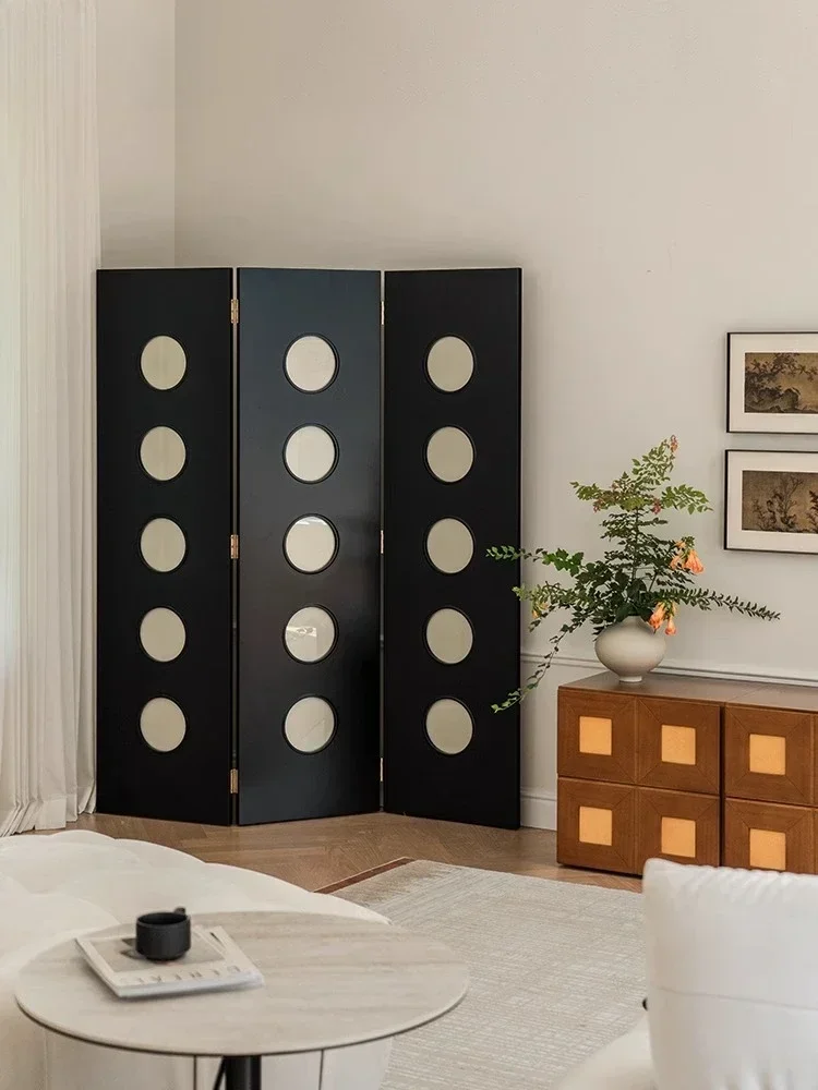 White screen, designer's original retro style screen, model room homestay folding screen living room partition