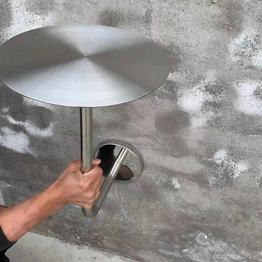 Wall Mounted Stainless Steel Small Round Table Industrial Style Internet celebrity table coffee shop milk tea shop modern solid