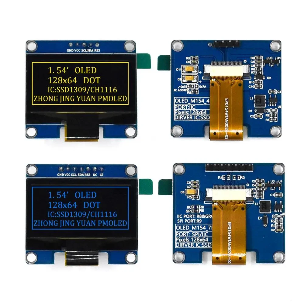 

OLED Module 1.54 128*64 Screen LCD LED Display Module 128*64 1.54 inch SSD1309 SPI/IIC I2C Interface for Arduino 4Pin 7Pin