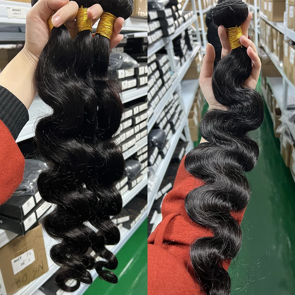 Megeen True To Length brasiliano 12A fasci di capelli umani dell'onda del corpo tessere le estensioni dei capelli 1 Bundles Deal 95-100g 1B capelli Remy neri