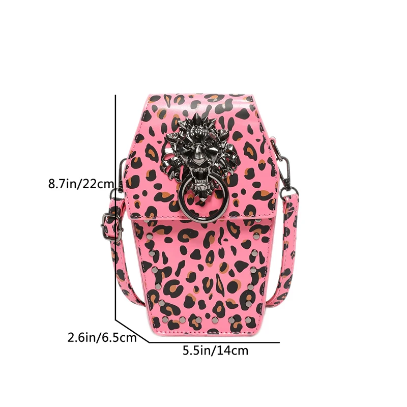 Halloween Leopard Print Bag Women\'s Crossbody Bag Spooky Sexy Shoulder Satchels Trick ot Treat Handbag Red Evening Clutch