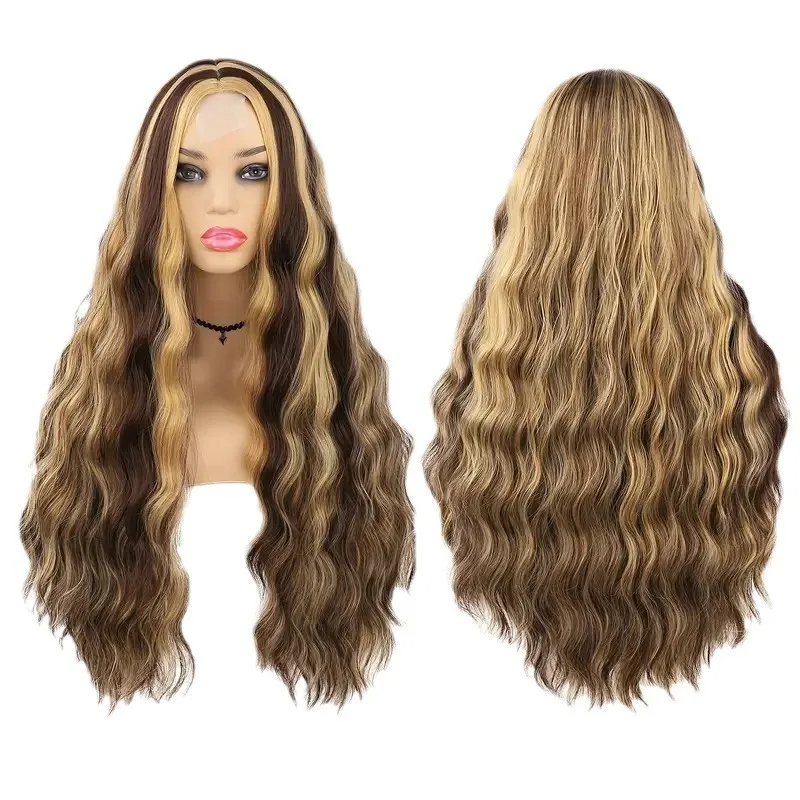 Highlight Glueless Ready To Wear 180% Glueless Preplucked Ready To Go Middle Part Heat Resistant Synthetic Wig For Daily Use