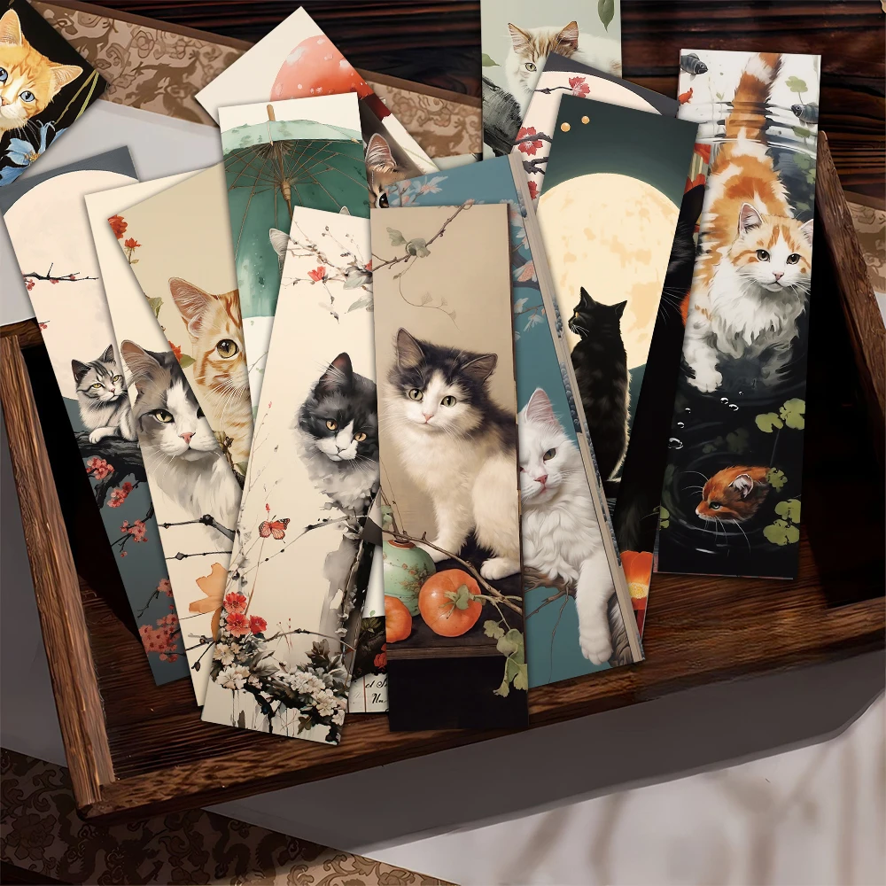 

30pcs Japanese Cat Bookmark Cartoon Cute Animal Decoration Reading Page Mark Book Mark Page Holder Student Supplies Message Card