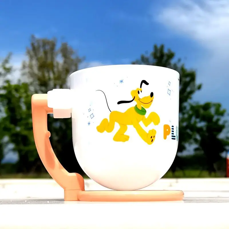 Disney-copo de água giratório criativo para crianças, forma fofa, anti-queda, à prova de poeira, escovação, ponto, mickey, pato Donald