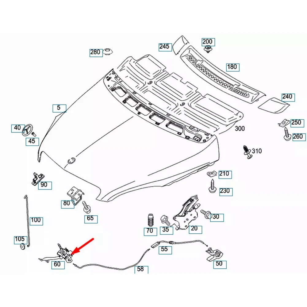 1 Stuks Motorkap Ontgrendelingsstang Vergrendeling Handvat Trekvang Clip Voor Mercedes Voor B Klasse W245 2005-2011 1698800660 A1698800560