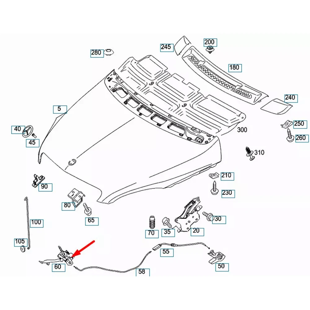 1PCS Bonnet Hood Release Rod Lock Latch Handle Pull Catch Clip For Mercedes For B Class W245 2005-2011 1698800660 A1698800560