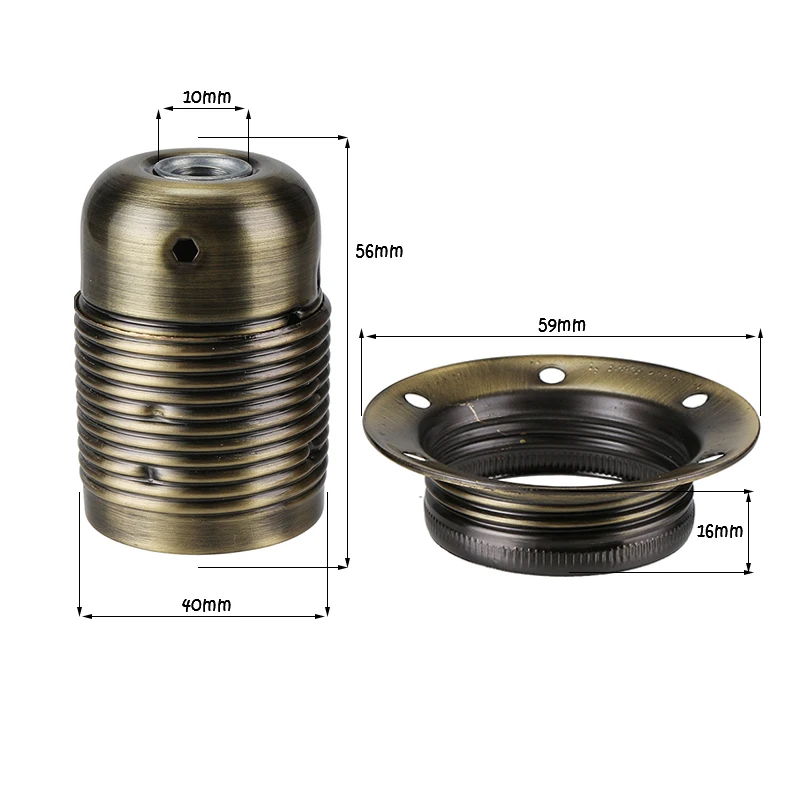 Portalampada Vintage Edison E27 E26 portalampada retrò portalampada in metallo fai da te con anello paralume