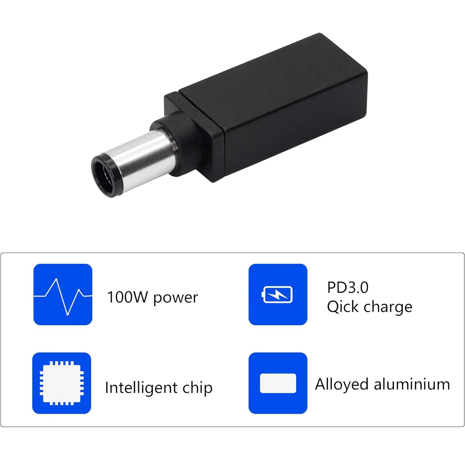 100W PD USB-C Type C Female Input to DC 7.4mm x 5.0mm Male Power Charging Charger Adapter for HP Laptop Elitebook 8460p 8470p