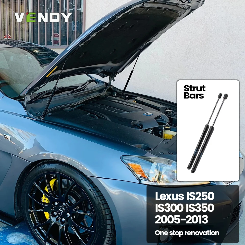 2pcs Front Bonnet Hood Strut For Lexus IS250 IS300 IS350 2005-2013 Lift Support Bars Gas Spring Dampers Rod 53450-0W080