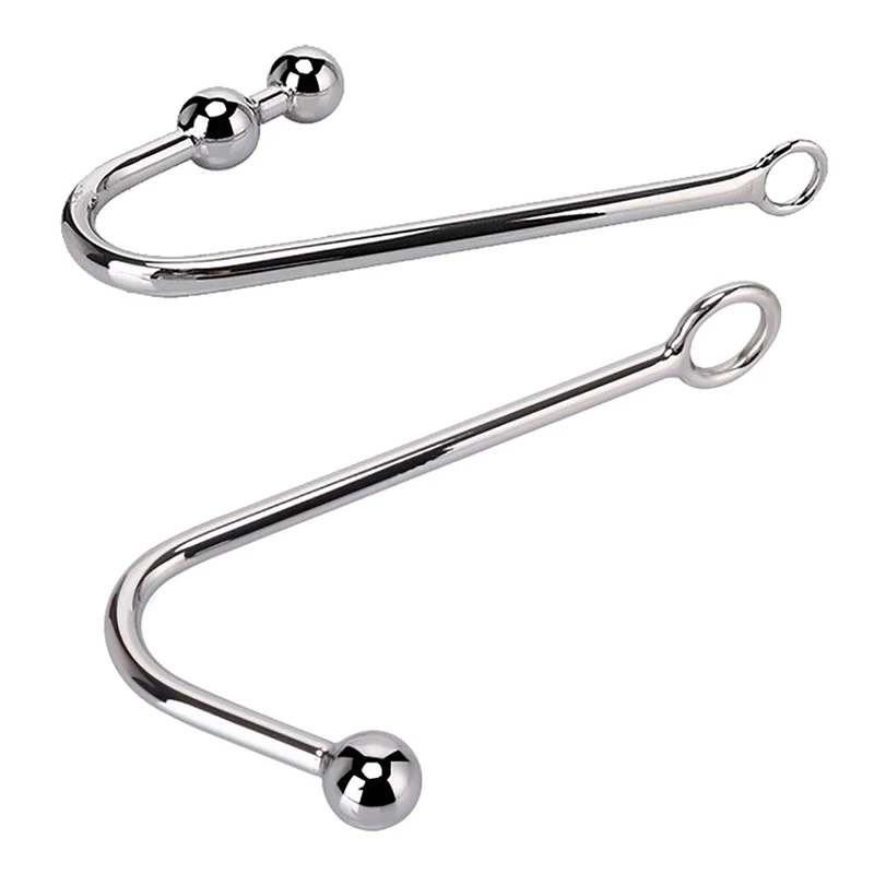 1Pc Stainless Steel Anal Hook With Ball Hole Butt Plug Dilator Prostate Massager SM Bondage Sex Toy for Man