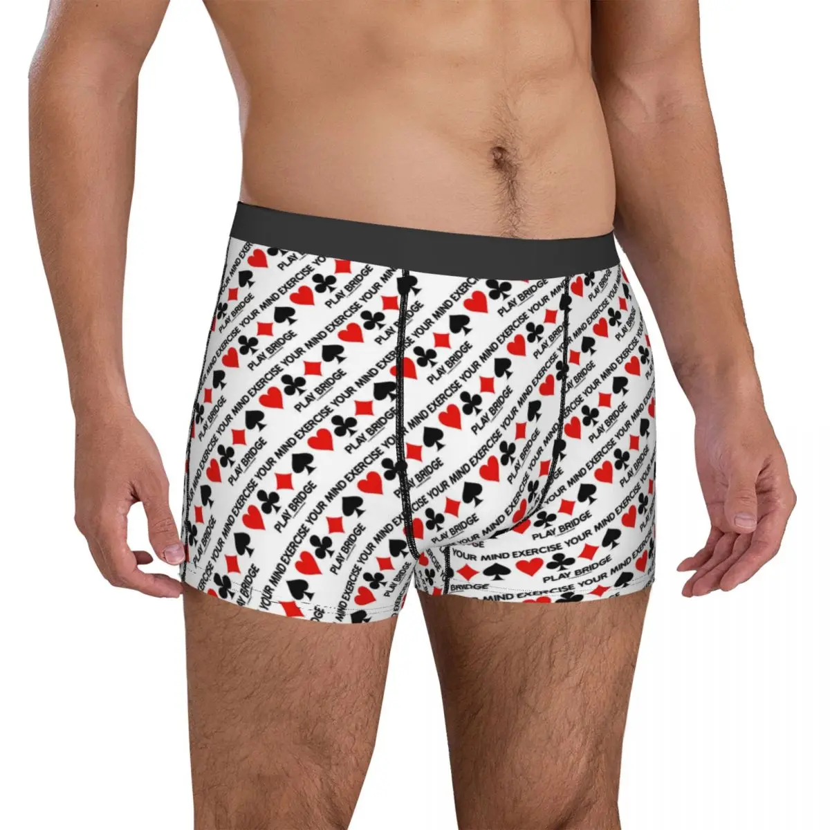 Playing Cards Underwear Four Card Suits Print 3D Pouch Hot Trunk Customs Boxer Brief Soft Men Panties Plus Size