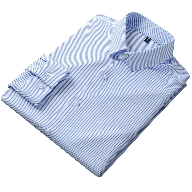 High Stretch Formal Office Work White Shirt Men Long Sleeve Slim Fit Casual Anti-Wrinkle Camisa Social Business Easy CareS-5XL