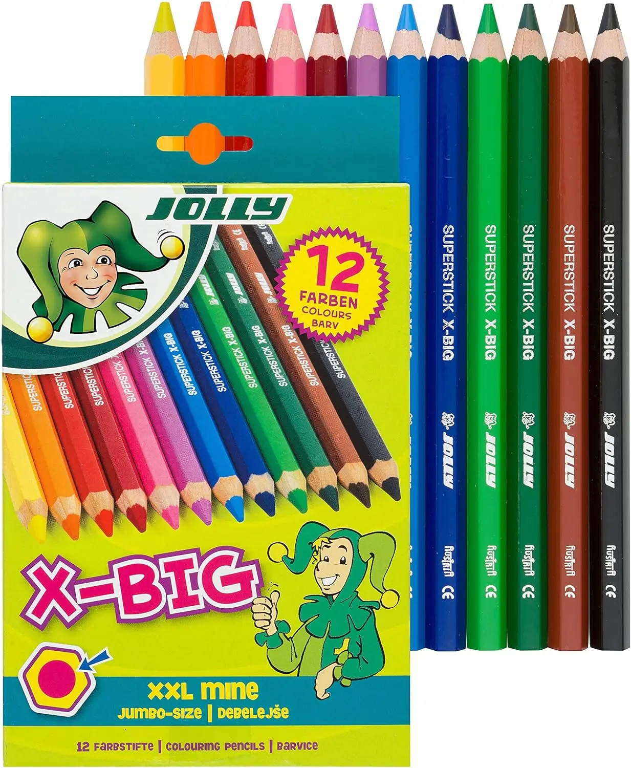 

Extra Large Colored Pencils Set of 12, Ideal for Kids, Art Therapy, and Early Learning