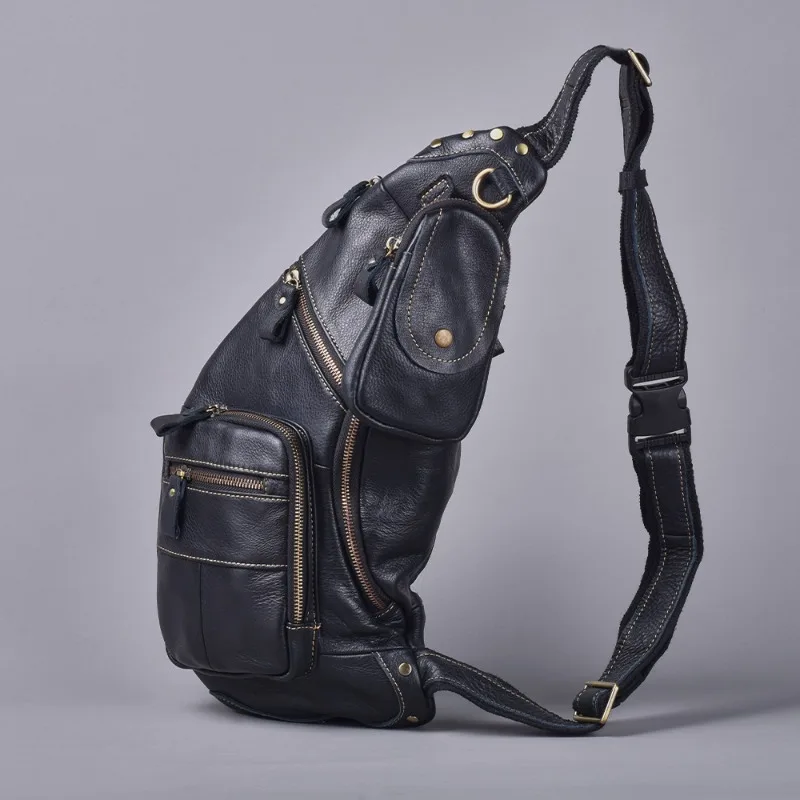 

Унисекс-сумка на грудь из натуральной кожи в форме полумесяца, с несколькими карманами, из воловьей кожи, повседневная, для активного отдыха, дорожная поясная сумка, вместительная спортивная сумка