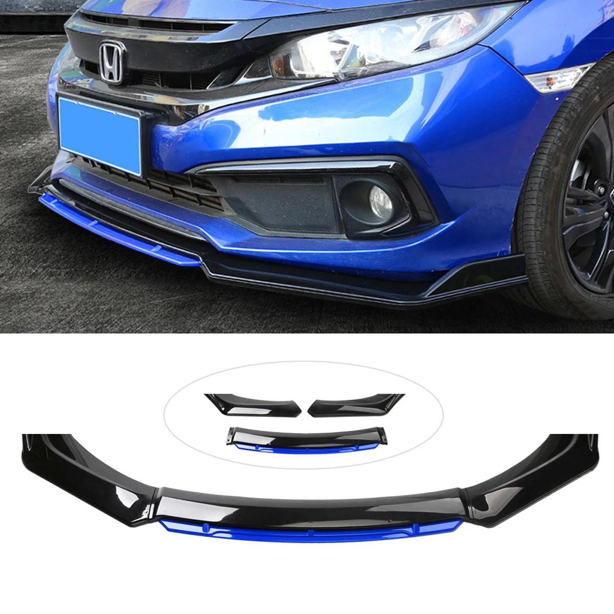 4PCS Universal Glossy Black Red Front Bumper Lip Body Kit Side Splitter Spoiler Diffuser Protection Guard Car Accessories