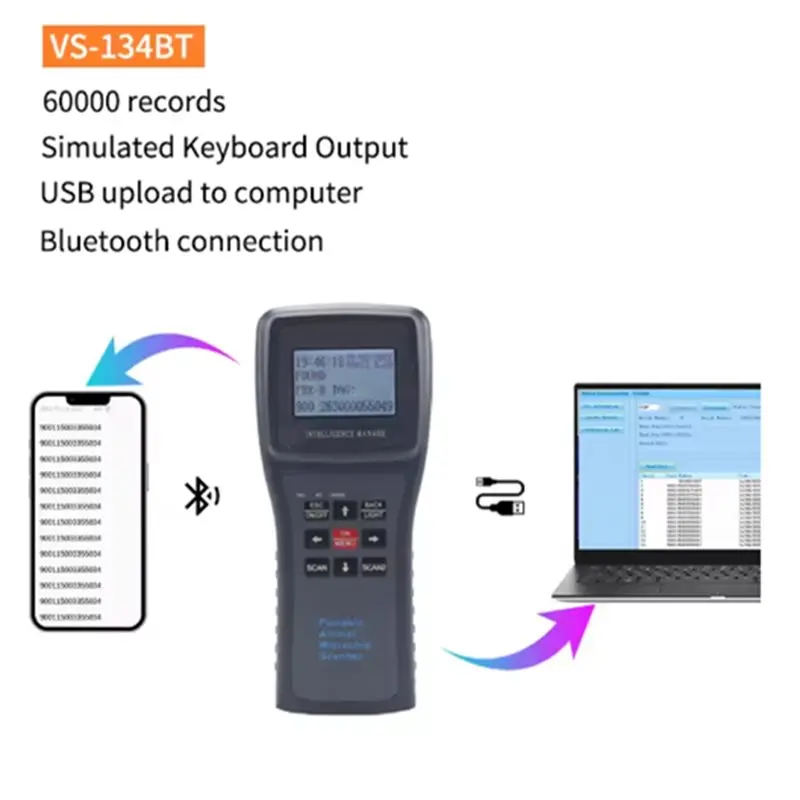【CYBER MONDAY】BT USB RFID Animal Chip Scanner 134.2Khz 125Khz EMID FDX-B ISO11784 ISO11785 Reader