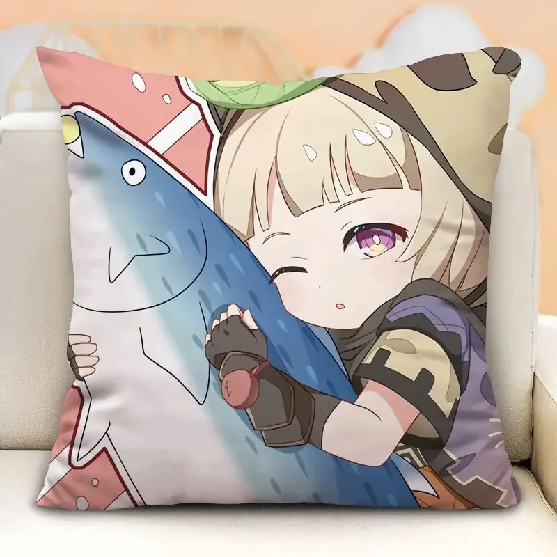 Genshin Impact Anime Pillowcase for Pillows Kawaii Sayu Pillow Case Home Decor Living Room Decoration Throw Pillow Cover 45x45