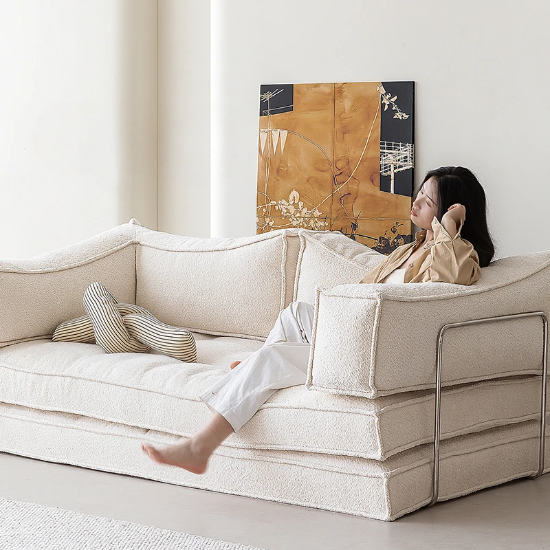 

Nordic Cream Style Modular Detachable Washable Fabric Living Room Three-person Sofa Corduroy Lazy Sofa Bed Home Furniture FYLS