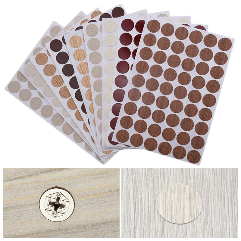 54 Uds. 21mm muebles autoadhesivos tapa de tornillo pegatinas redondas de madera artesanía escritorio gabinete cajón arte pegatina decorativa