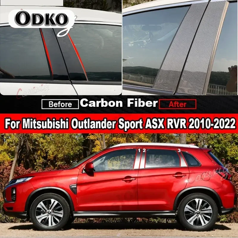Pegatina de PC con efecto espejo para ventana de Mitsubishi ASX Outlander Sport, columna de puerta negra brillante, centro B C, postes de pilares, cubierta embellecedora