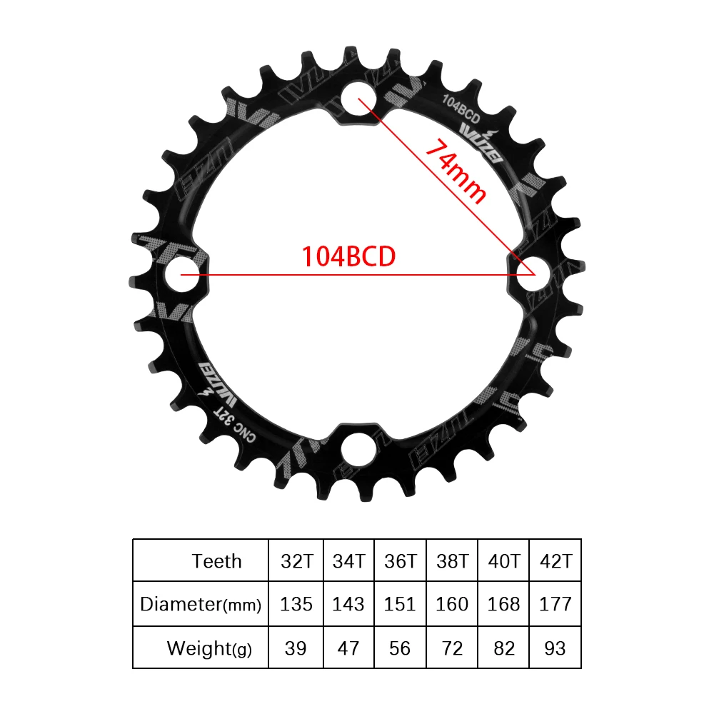 Prowheel MTB Kurbelgarnitur 170 175mm Mountainbike Vierkantloch-Kurbelsatz 32T-52T 104BCD Narrow Wide Kettenblatt Fatbike Kettenrad – Detail 12