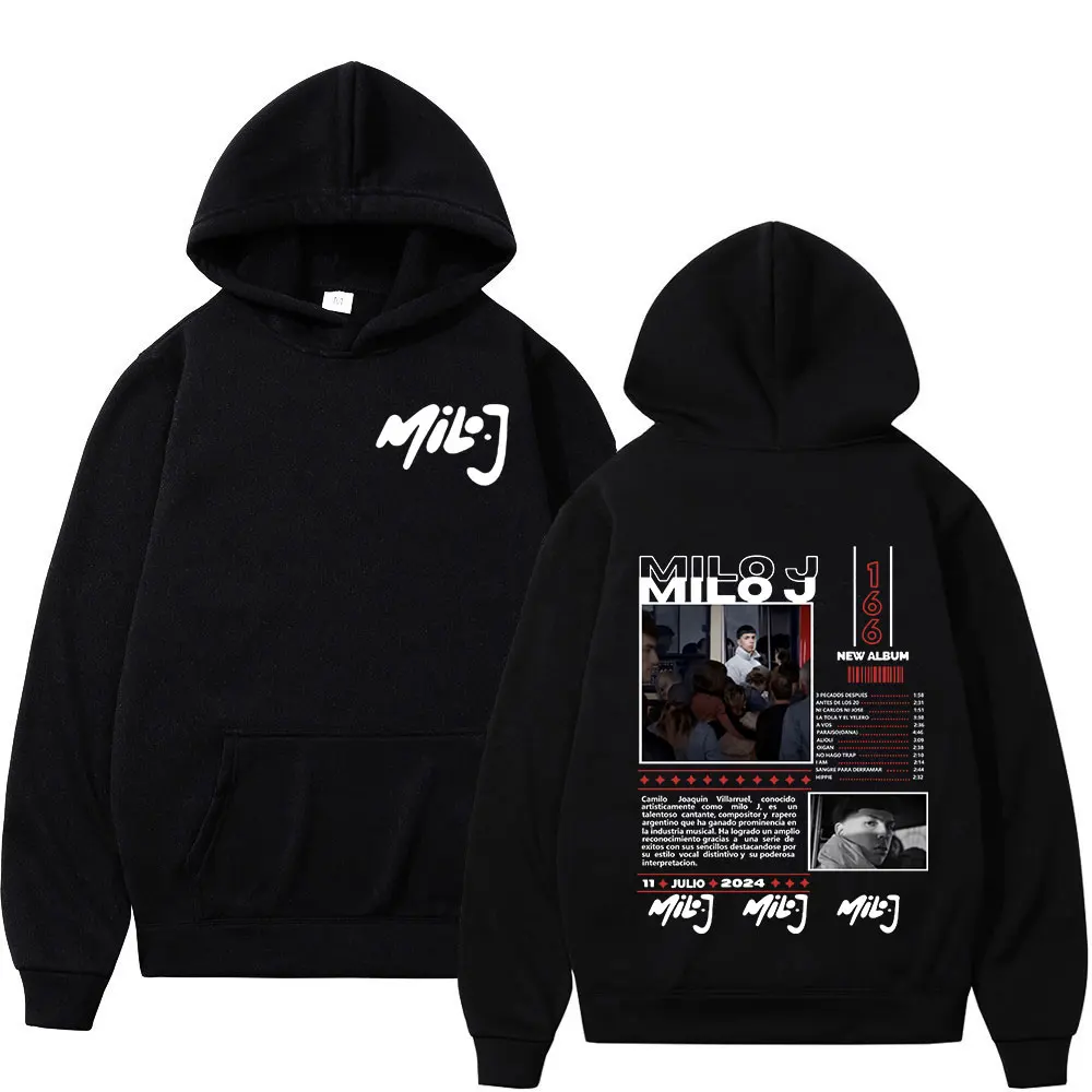 Rapper Milo J 166 อัลบั้ม Merch Hoodies แฟชั่น Hip Hop เสื้อบุรุษเสื้อผ้าผู้หญิงแขนยาวขนาดใหญ่ Pullovers Streetwear