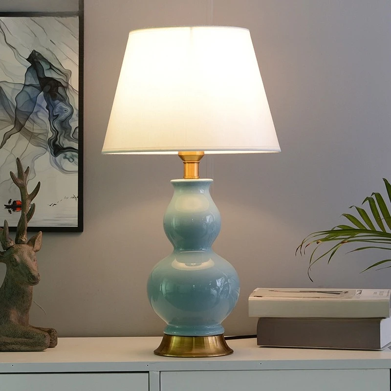 Simple desk lamp gourd modern living room bedroom bedside lamp ceramic decorative lamp