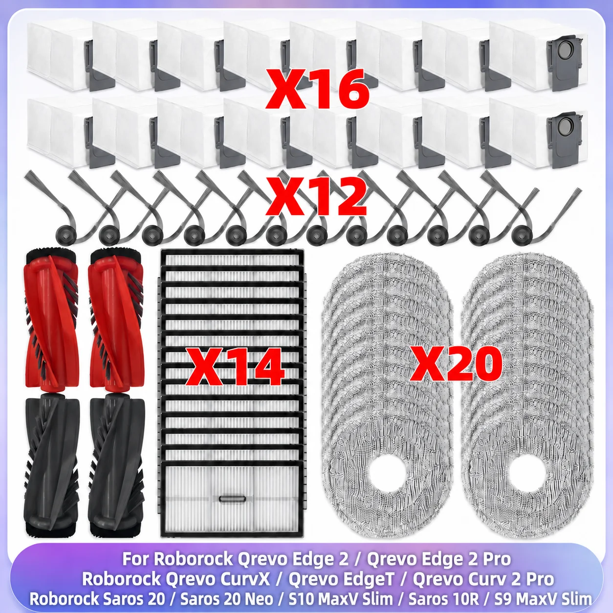 �y�Z�[�����zRoborock Saros 20/ Saros 20 Neo / Saros 20X / S10 MaxV Slim/ Qrevo CurvX/ Qrevo EdgeT/ Qrevo Curv 2 Pro/ Qrevo Edge 2/Qrevo Edge 2 Pro/ Saros 10R / S9 MaxV Slim �p ���C���u���V ���[���[ HEPA�t�B���^�[ ���b�v �_�X�g�o�b�O