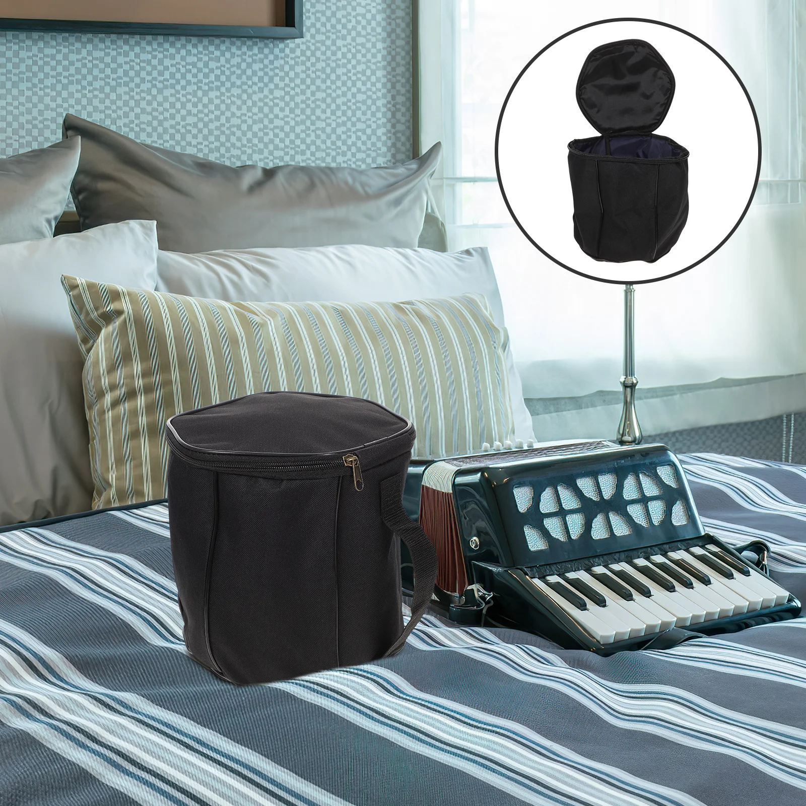 

Oxford Cloth Accordion Storage Bag Thickened Handle Strap Stylish Color Matching Accordion Carrying Container for Music Studio
