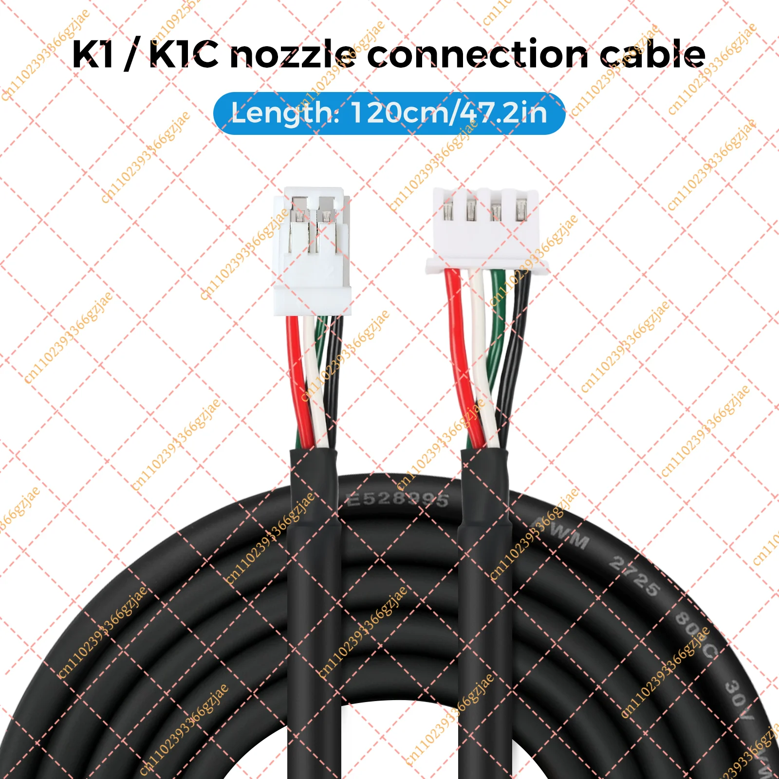 ForK1/K1C Nozzle Connection Cable 120cm 3D Printer Accessories 3D Printing Parts