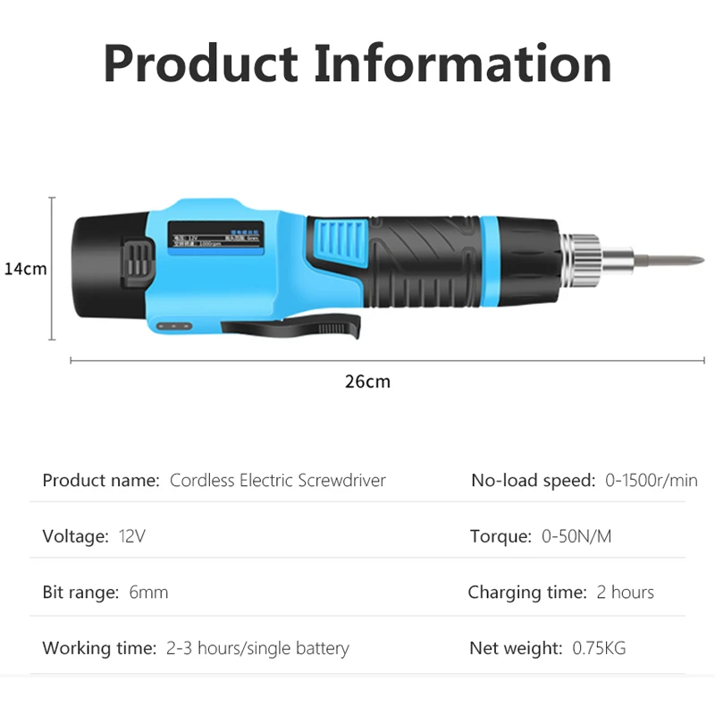 12V Electric Screwdriver Rechargeable Cordless Power Drill Screw Driver Kit Household Screwdriver With Accessories Power Tool