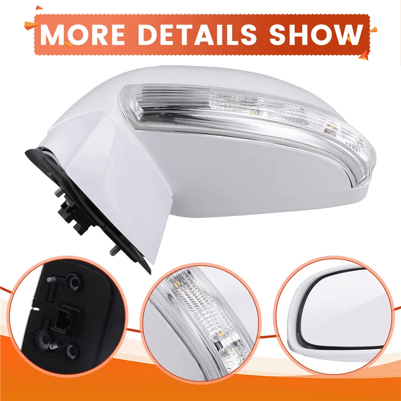 ل كابتيفا 2008-2017 باب الجناح مرآة الجانب مرآة الرؤية الخلفية الجمعية 6 دبابيس التدفئة + LED الأبيض 96818101 اليسار