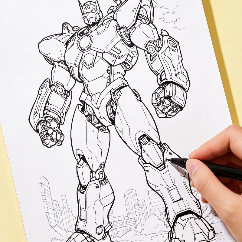 A Coloring and Graffiti Book with Animal/butterfly/mecha/beautiful Girl/ocean Themes, Line Drawing Picture Book, 24 Pages