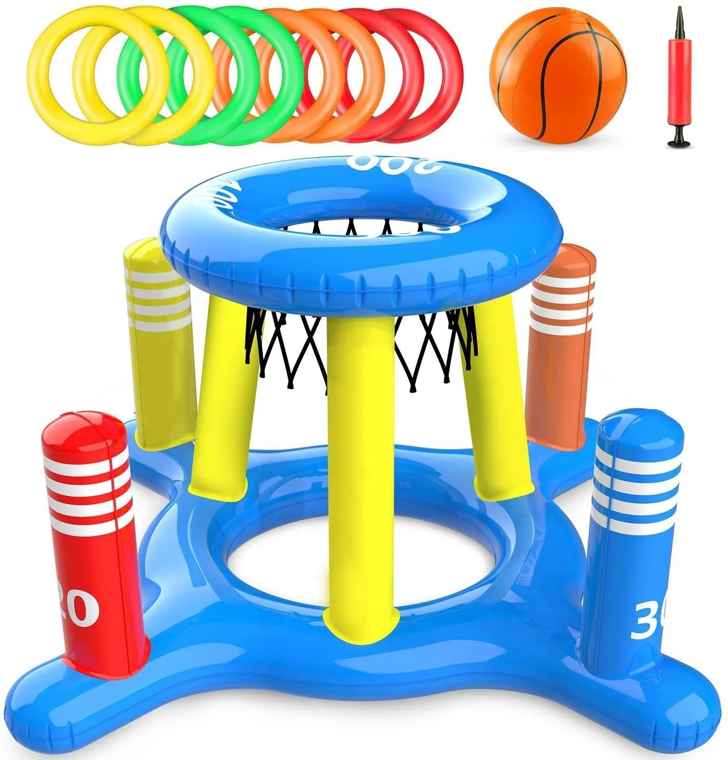 Zattere da piscina Anello gonfiabile Lancio Carnevale Basket Gonfiare Pompa Nuoto all'aperto Giocattoli sportivi Lancio Velocità Agilità Giochi di allenamento