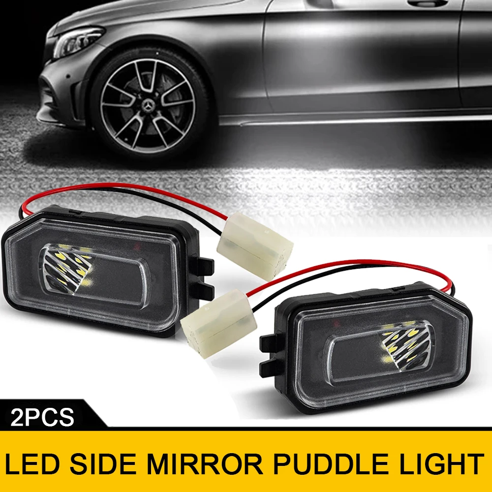 2Pcs White LED Under Side Mirror Light Puddle Lamp for Mercedes Benz GLC X253 X254 C253 GLB X247 CLS-Class C257 C217 Coupe W247