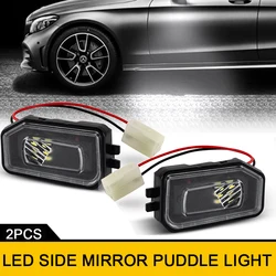 2Pcs White LED Under Side Mirror Light Puddle Lamp for Mercedes Benz GLC X253 X254 C253 GLB X247 CLS-Class C257 C217 Coupe W247