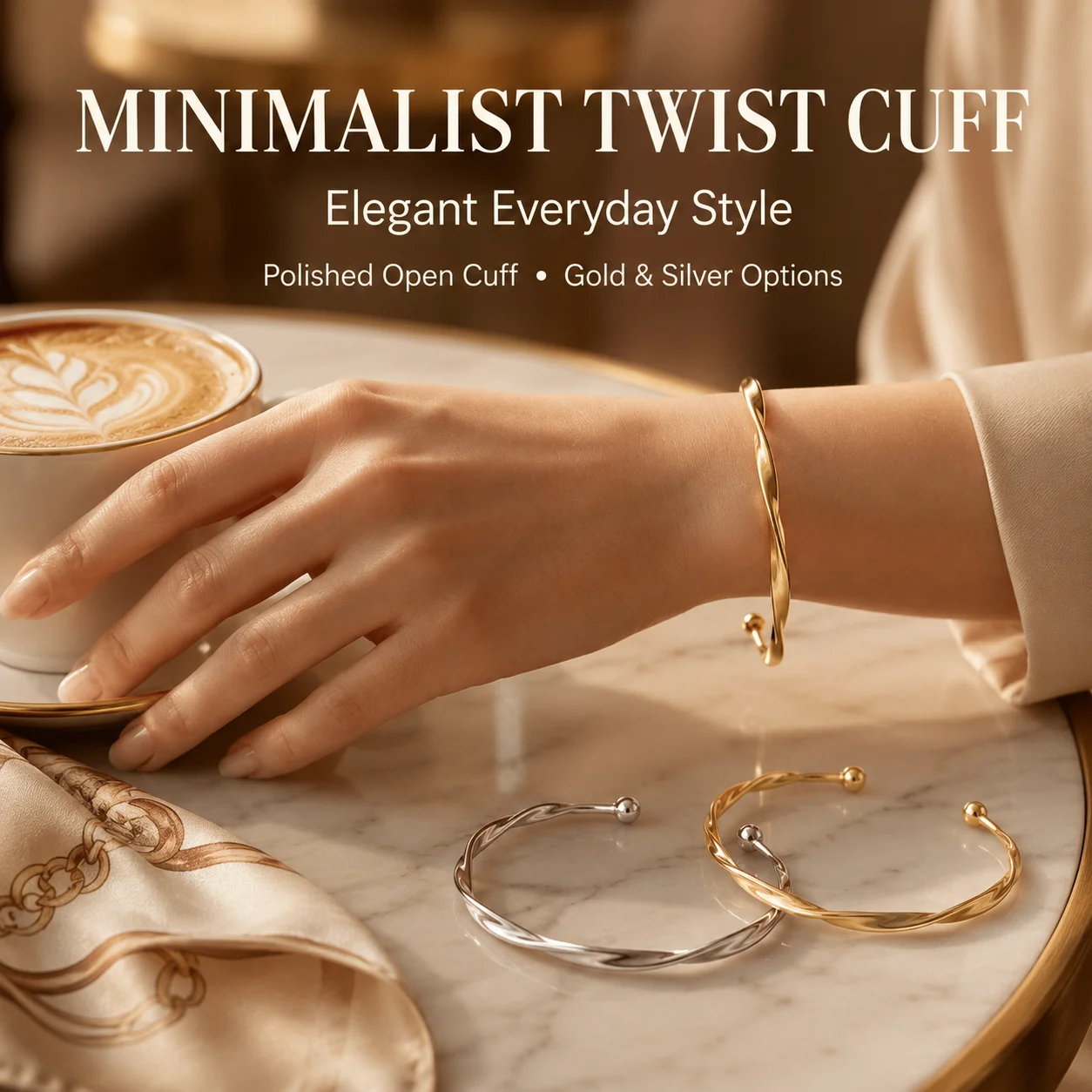 Minimalist Mobius Twist Open Cuff Bracelet for Women, Gold Silver Tone Alloy Bangle, Elegant Everyday Wrist Jewelry, Couple Gift for Birthday Anniversary