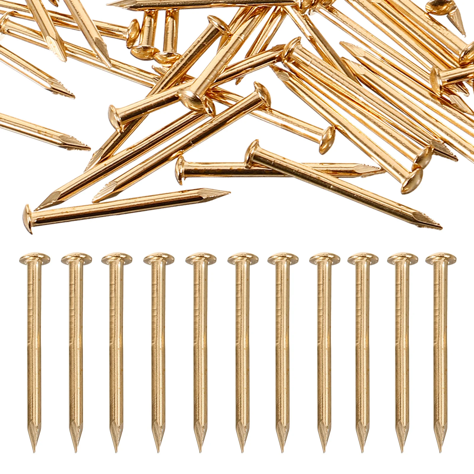 

100pcs Brass Nails Round Head Small Nail For Furniture Hinge Hardware Accessories Craft Projects Wood Box Making