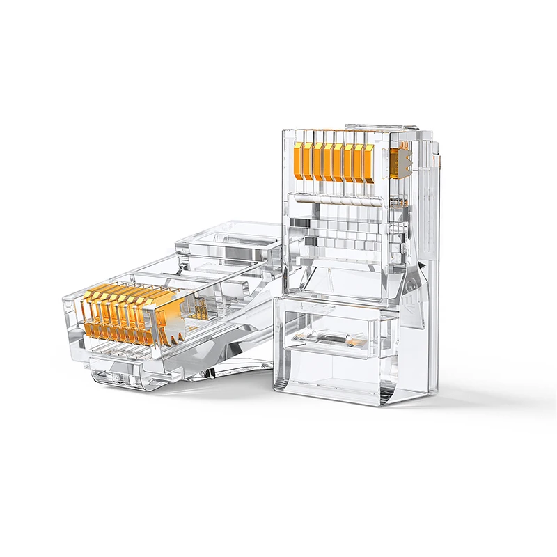 BYXGD RJ45 Connector Modular Plug Cat5e Cat6 UTP STP Gold-Plated 8P8C Ethernet Crystal Connector LAN Network Cable Crystal Head