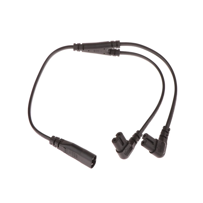 IEC 320 C8 Male To Dual C7 Right Angle Female Y Split Power Cable, 2Pin Figure 8 Male To 2 Female Cord