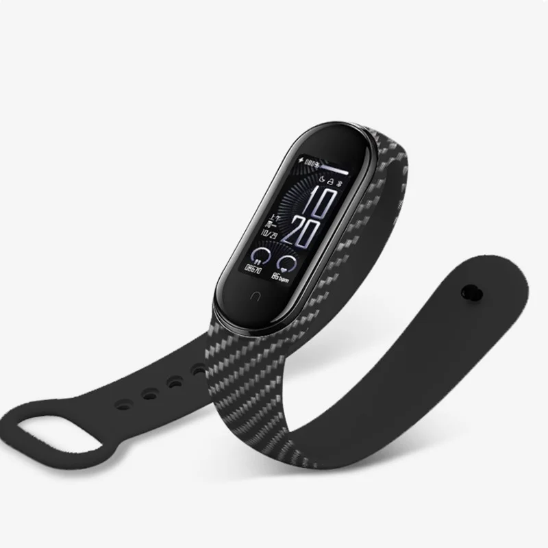 Bracelet de rechange en fibre de carbone pour montre de sport Xiaomi, bracelet en silicone, bracelet pour Mi Band 6, 5, 4, 3